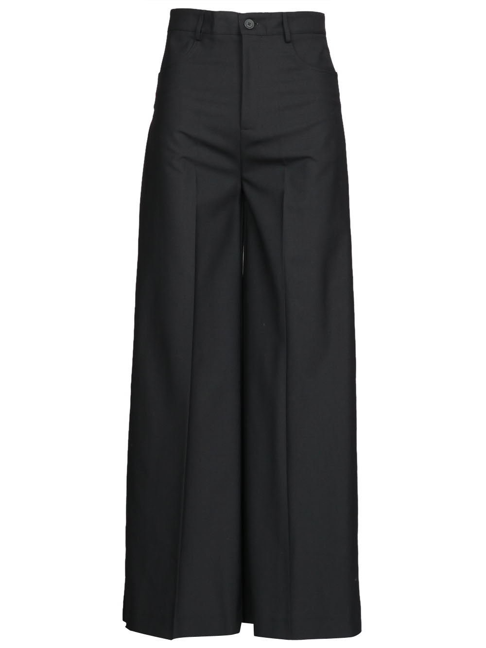 SEMICOUTURE Pantaloni Daria Palazzo in Fresco di Lana Neri Nero