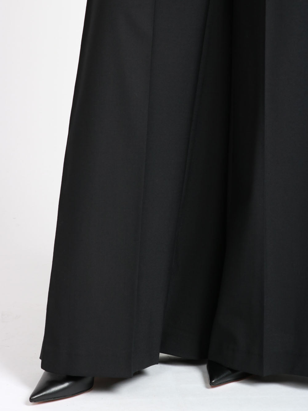 SEMICOUTURE Pantaloni Daria Palazzo in Fresco di Lana Neri Nero
