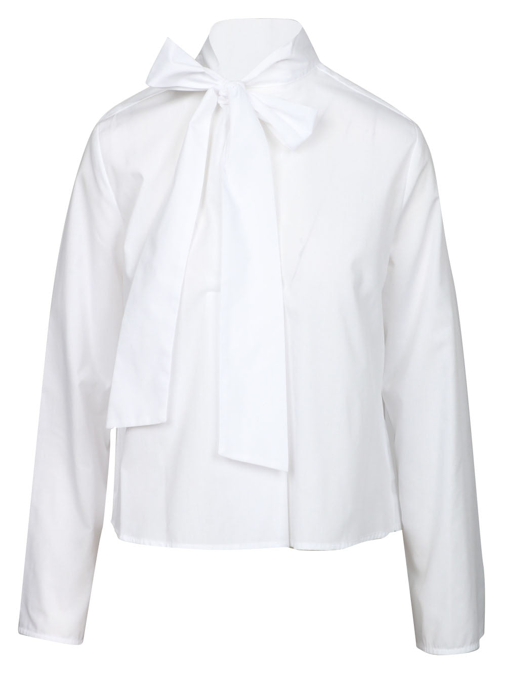 SEMICOUTURE Blusa Emma in Cotone Bianca con Plissè sul Retro Bianco