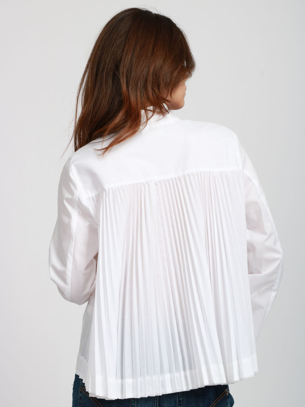 SEMICOUTURE Blusa Emma in Cotone Bianca con Plissè sul Retro Bianco