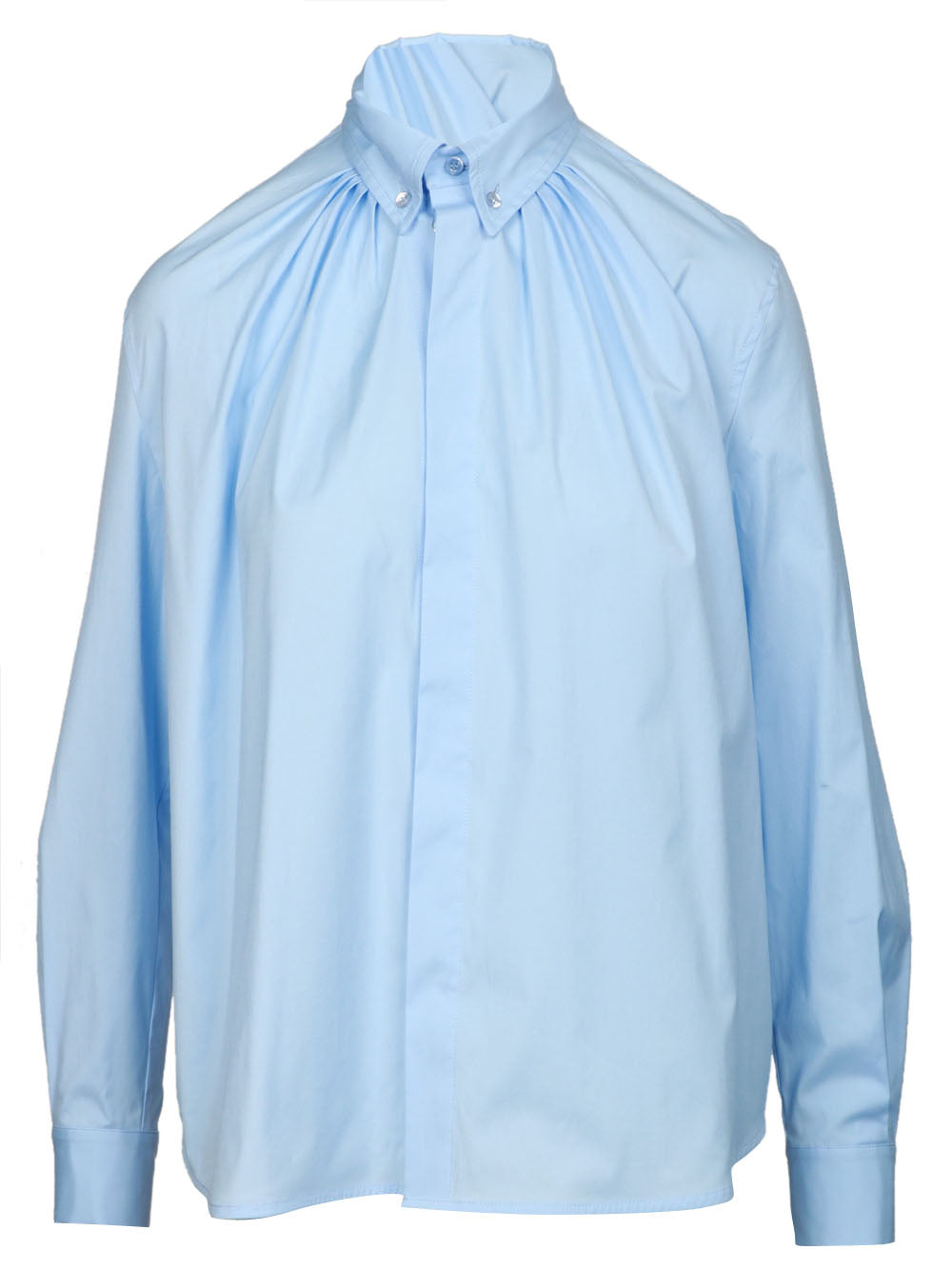 SEMICOUTURE Camicia Francesca in Popeline di Cotone Celeste Celeste