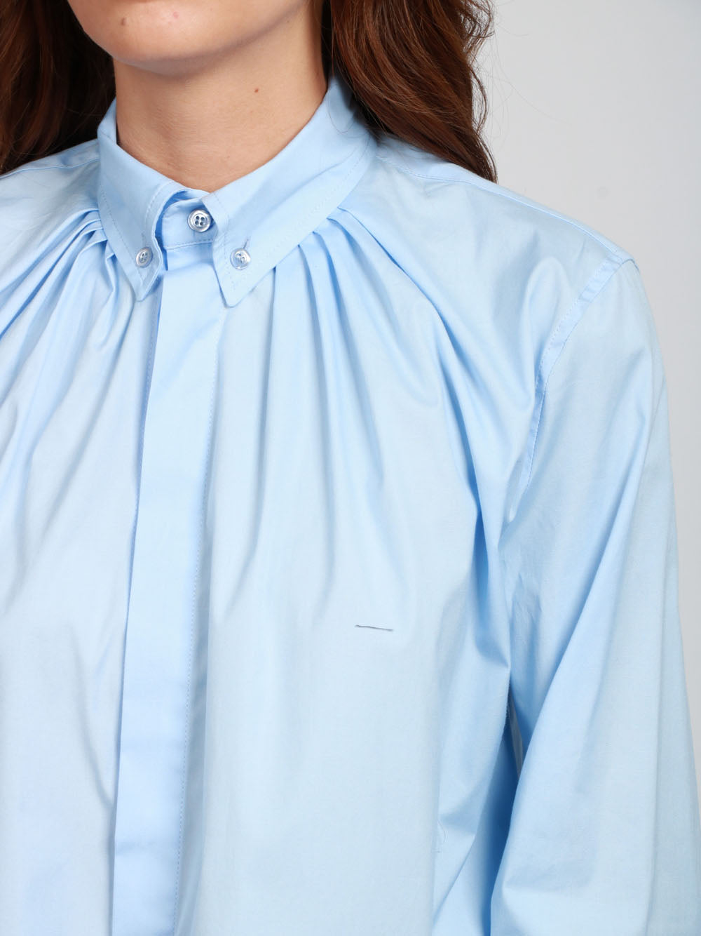 SEMICOUTURE Camicia Francesca in Popeline di Cotone Celeste Celeste