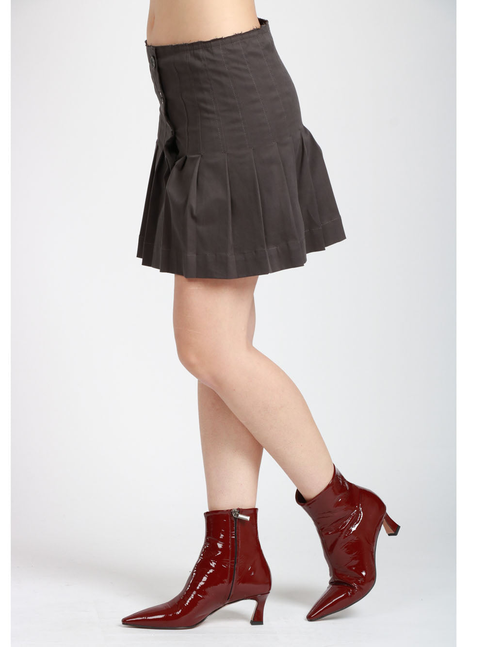 SEMICOUTURE Minigonna Heidi a Pieghe in Cotone Grigia Antracite Antracite