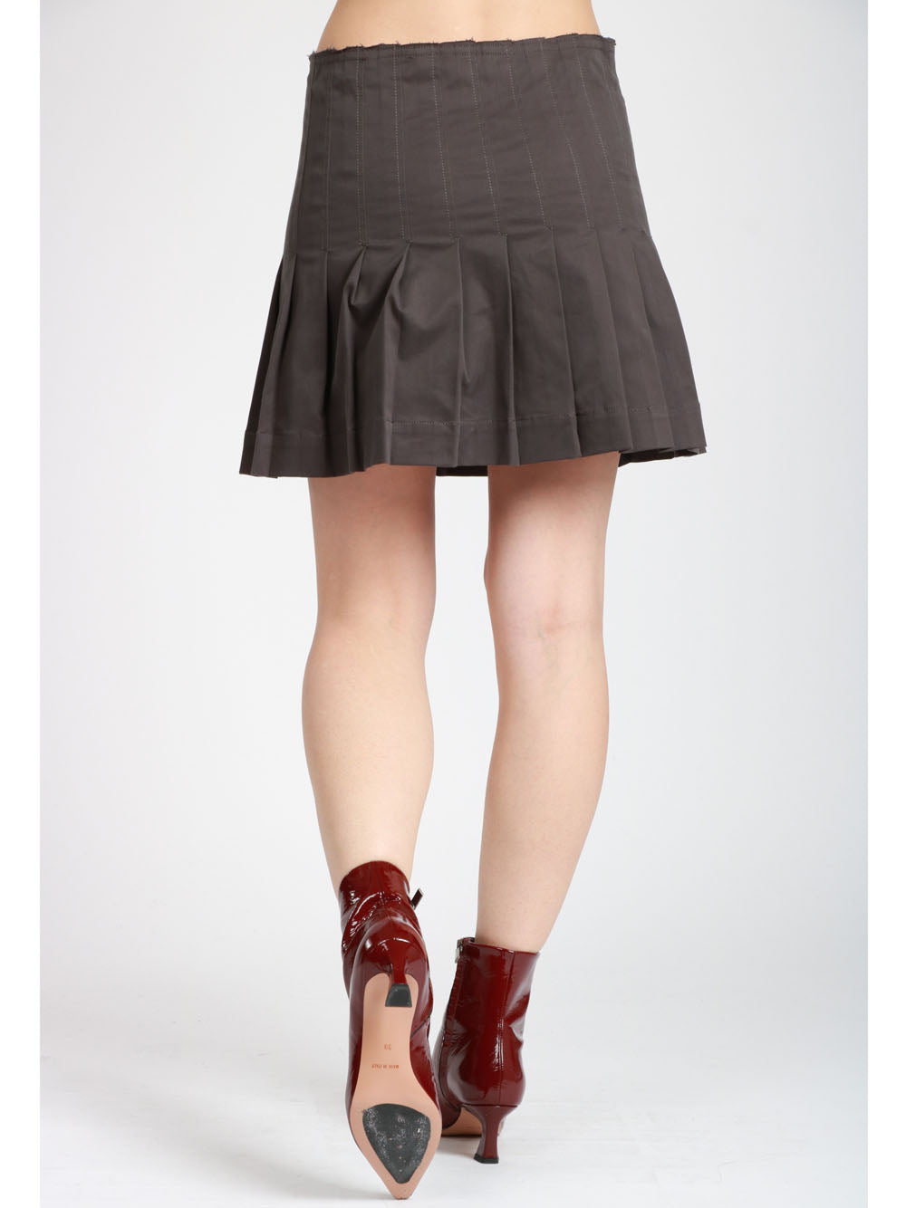 SEMICOUTURE Minigonna Heidi a Pieghe in Cotone Grigia Antracite Antracite