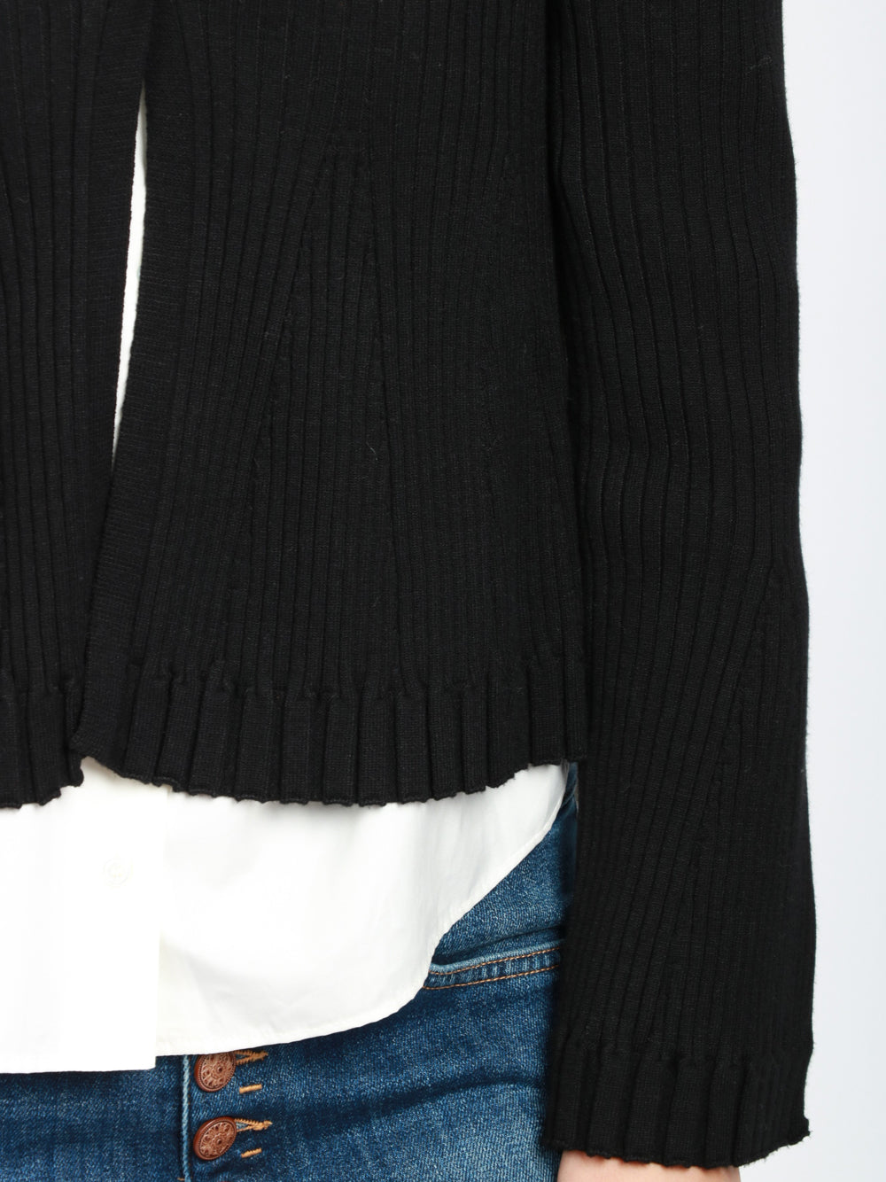 SEMICOUTURE Cardigan Jade a Costine Nero con Scollo a V Nero