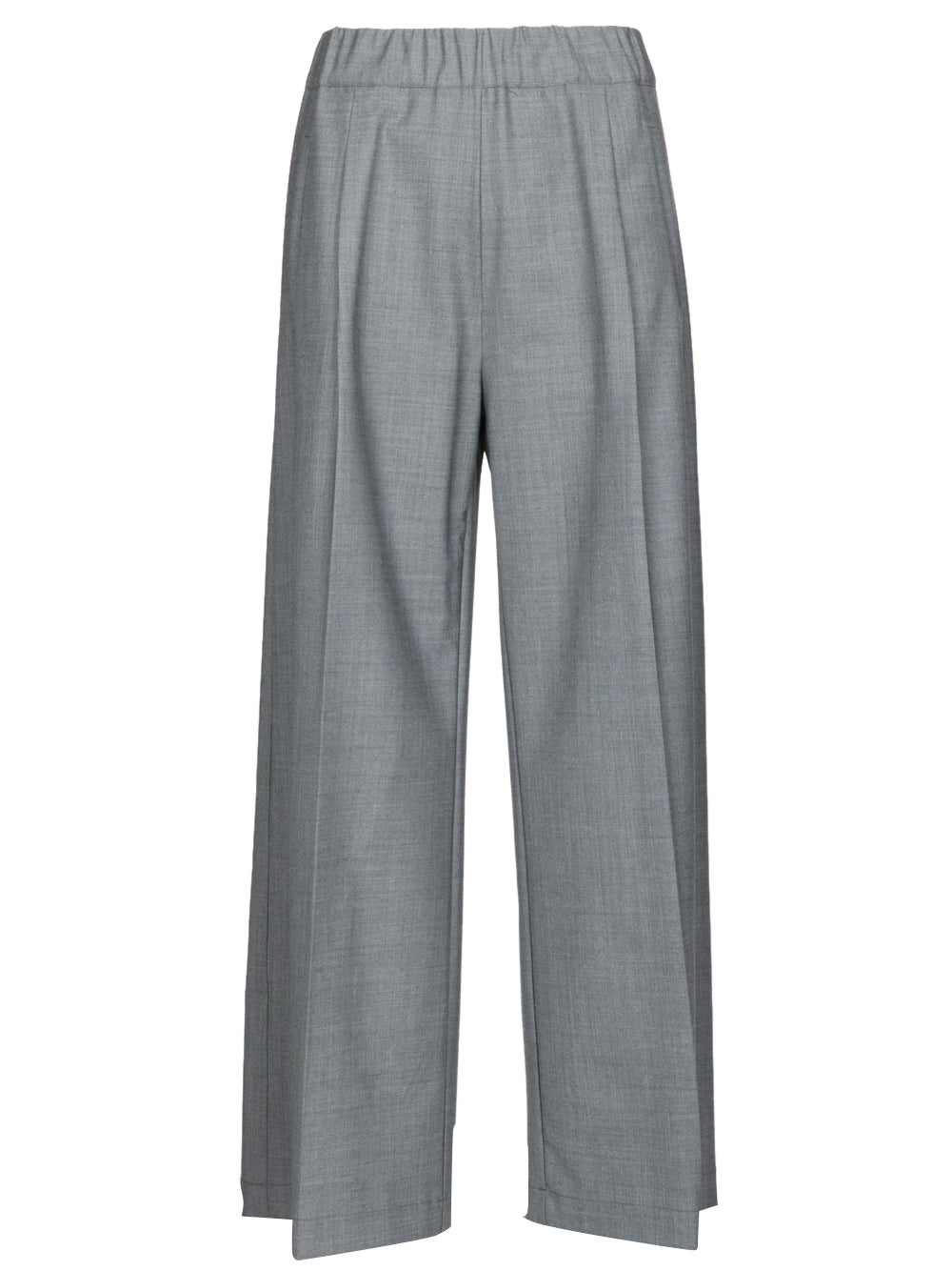 SEMICOUTURE Pantaloni Jhonny Palazzo in Fresco di Lana Grigi con Pinces Grigio