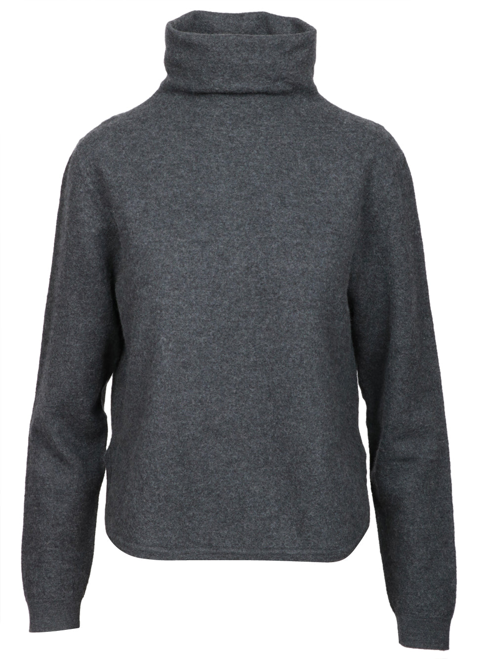 SEMICOUTURE Maglia Laura in Lana Vergine Grigia con Collo Alto Antracite