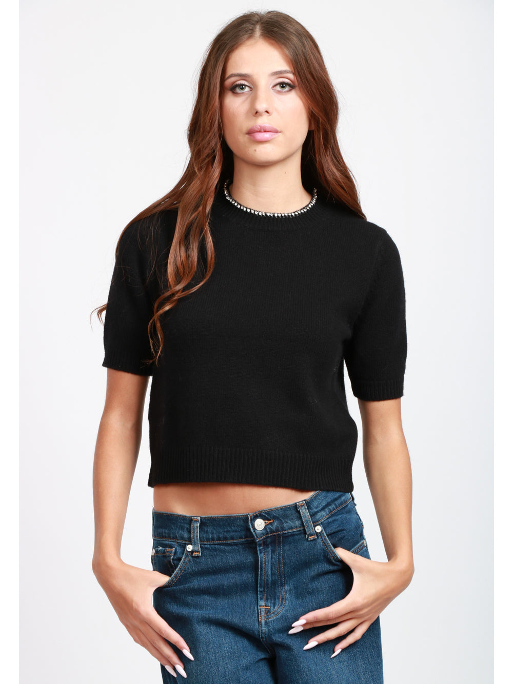 SEMICOUTURE Maglia Leya in Misto Cashmere Nera Nero