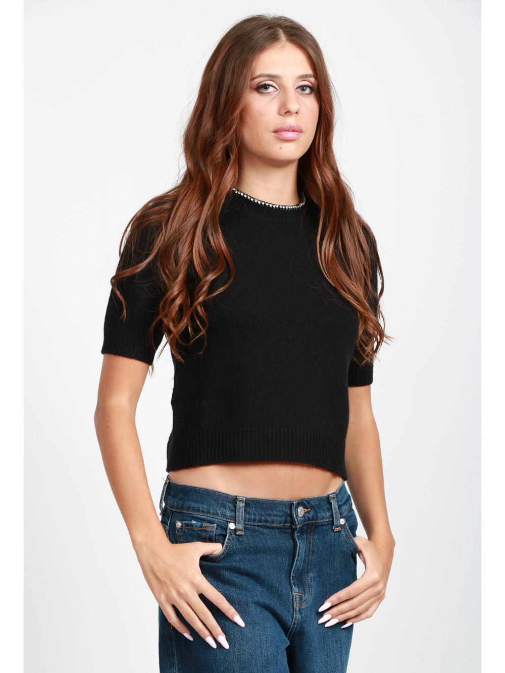 SEMICOUTURE Maglia Leya in Misto Cashmere Nera Nero