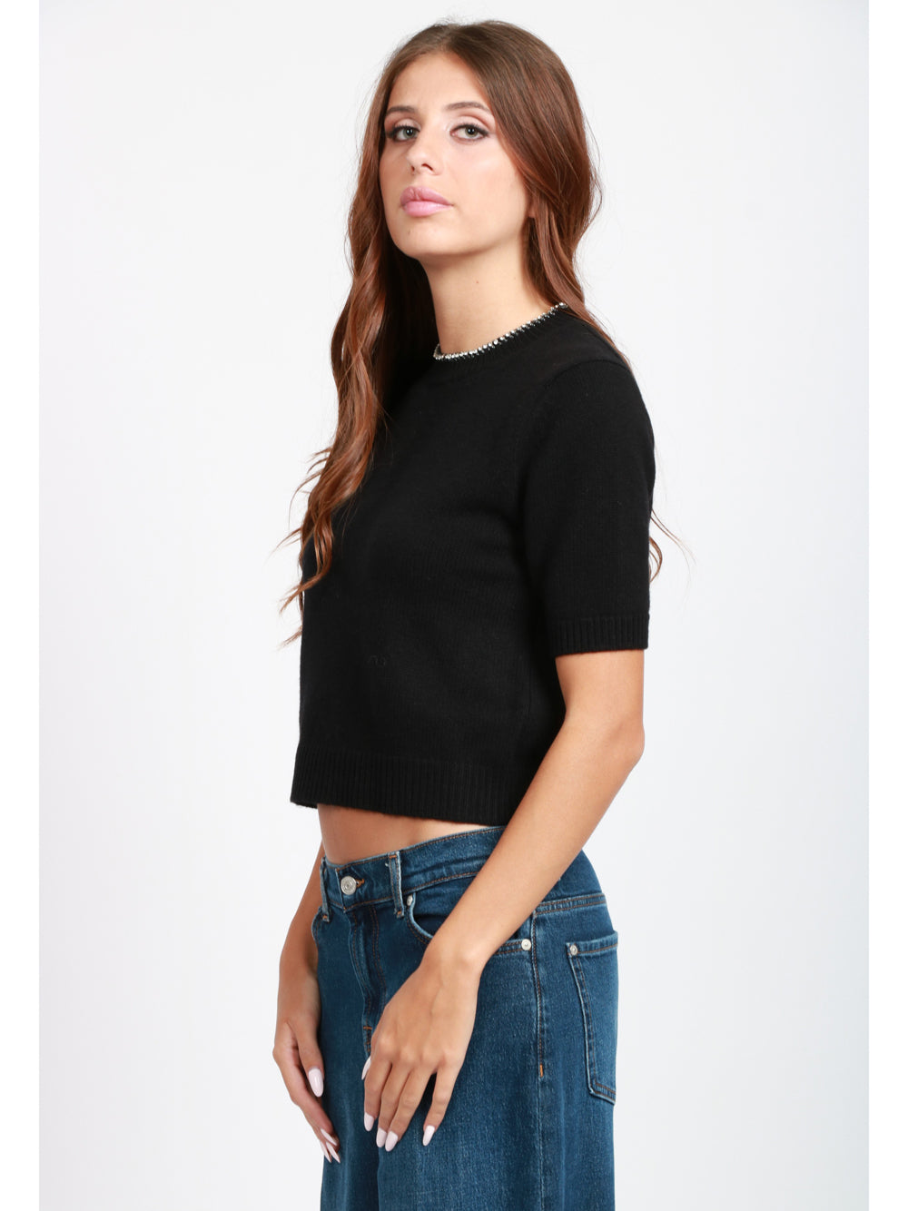 SEMICOUTURE Maglia Leya in Misto Cashmere Nera Nero