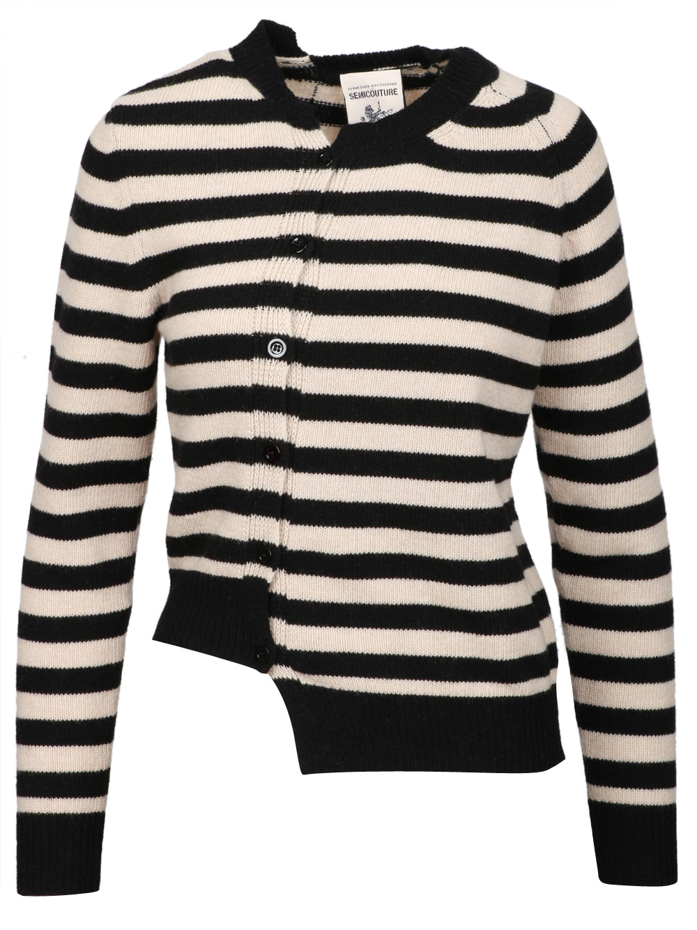 SEMICOUTURE Cargidan Marilu in Misto Lana Beige e Nero a Righe Nero Beige