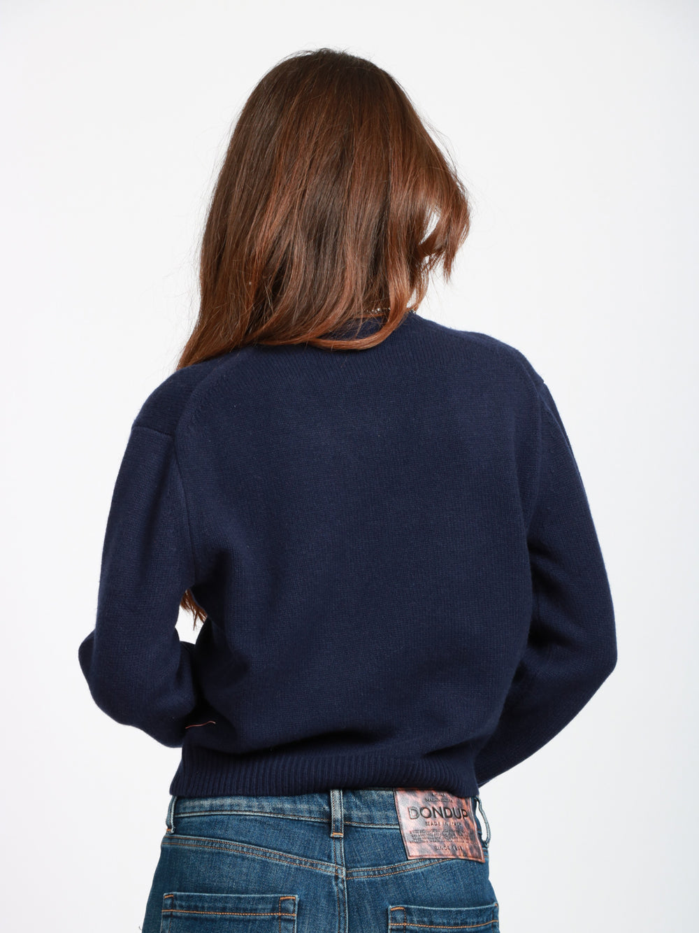 SEMICOUTURE Maglia Nahia in Misto Cashmere Blu con Strass Blu notte
