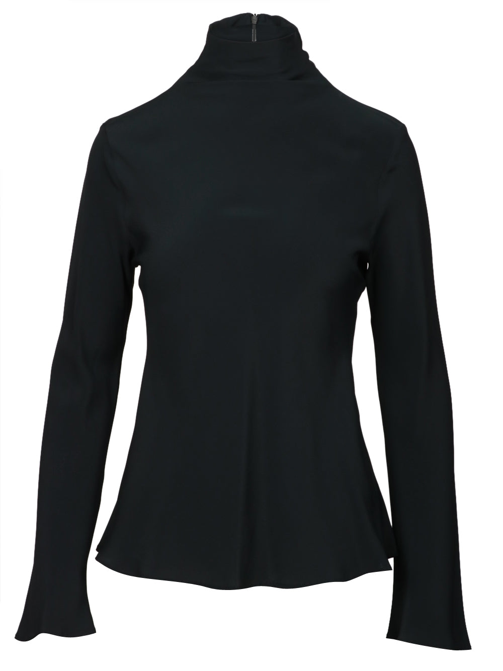 SEMICOUTURE Blusa Nita in Crepe Nera con Collo Alto Nero
