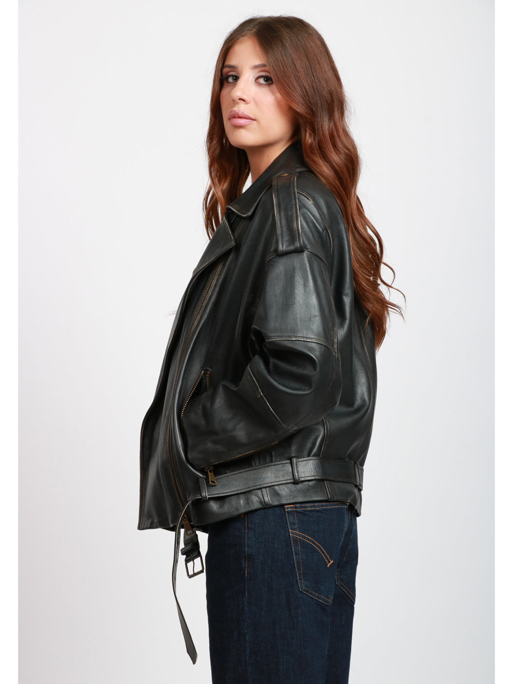 SEMICOUTURE Giubbino Bomber Ruby in Pelle Nero Nero