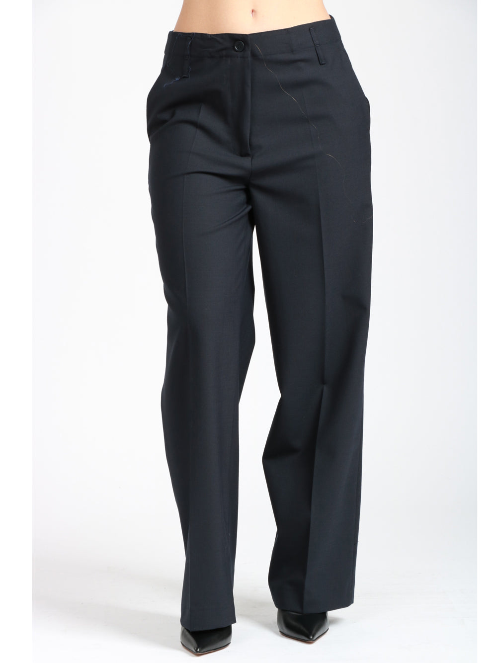 SEMICOUTURE Pantaloni Shelby in Fresco di Lana Blu Notte Blu notte