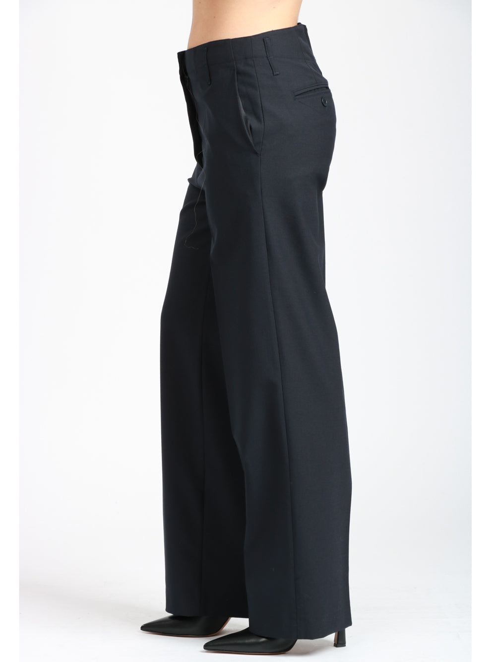 SEMICOUTURE Pantaloni Shelby in Fresco di Lana Blu Notte Blu notte