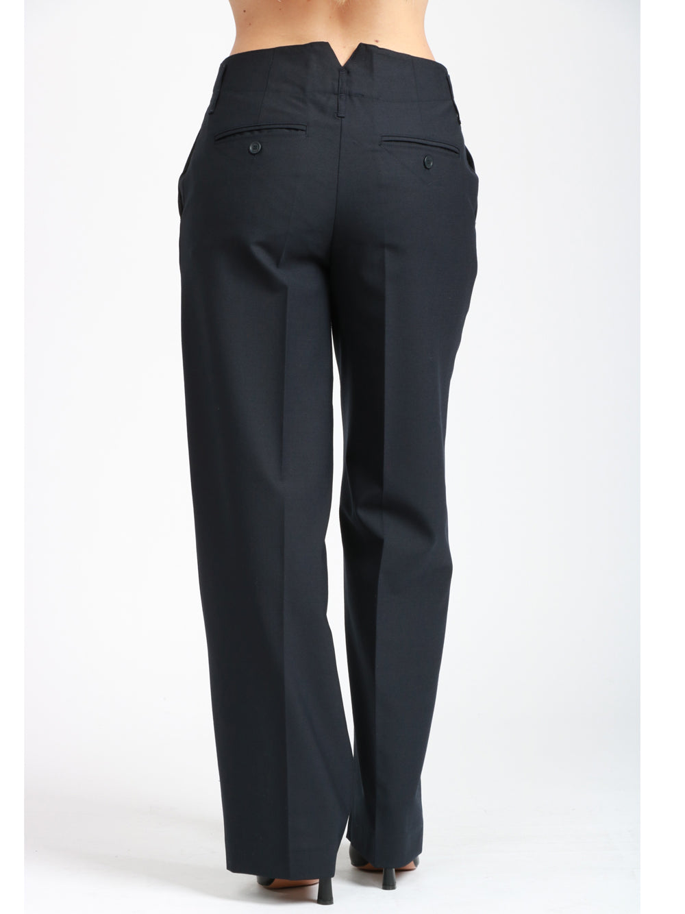 SEMICOUTURE Pantaloni Shelby in Fresco di Lana Blu Notte Blu notte