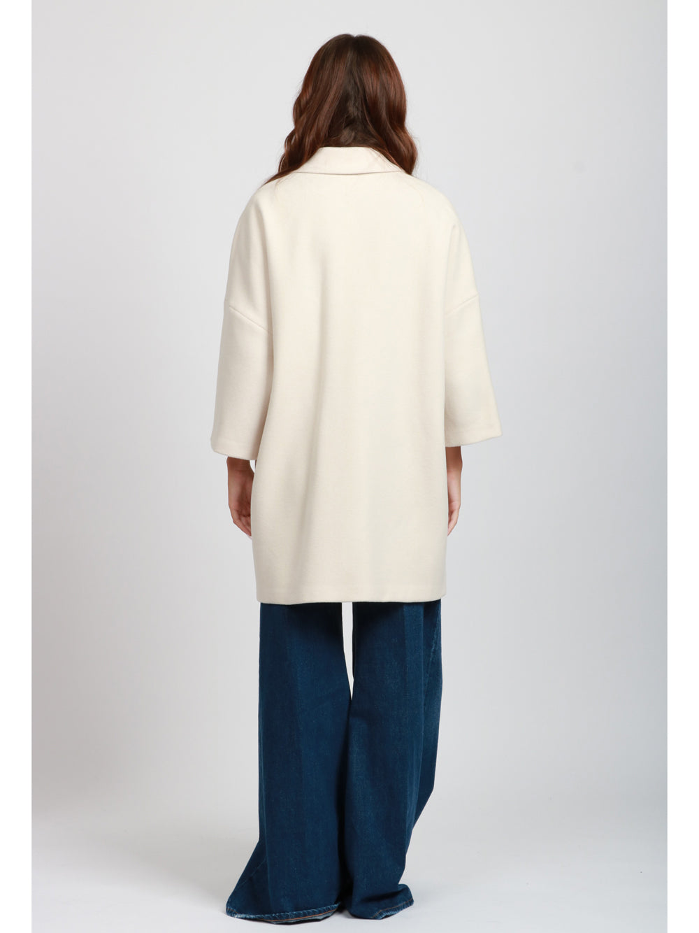 SEMICOUTURE Cappotto Sigmund Monopetto in Lana Vergine Panna Panna
