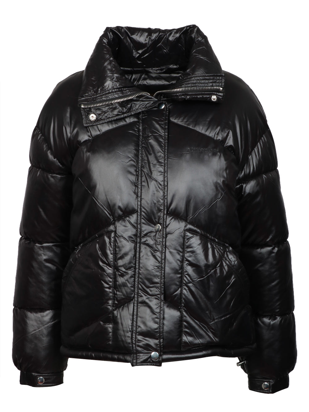 SEMICOUTURE Piumino Susana Nero con Collo Alto Nero