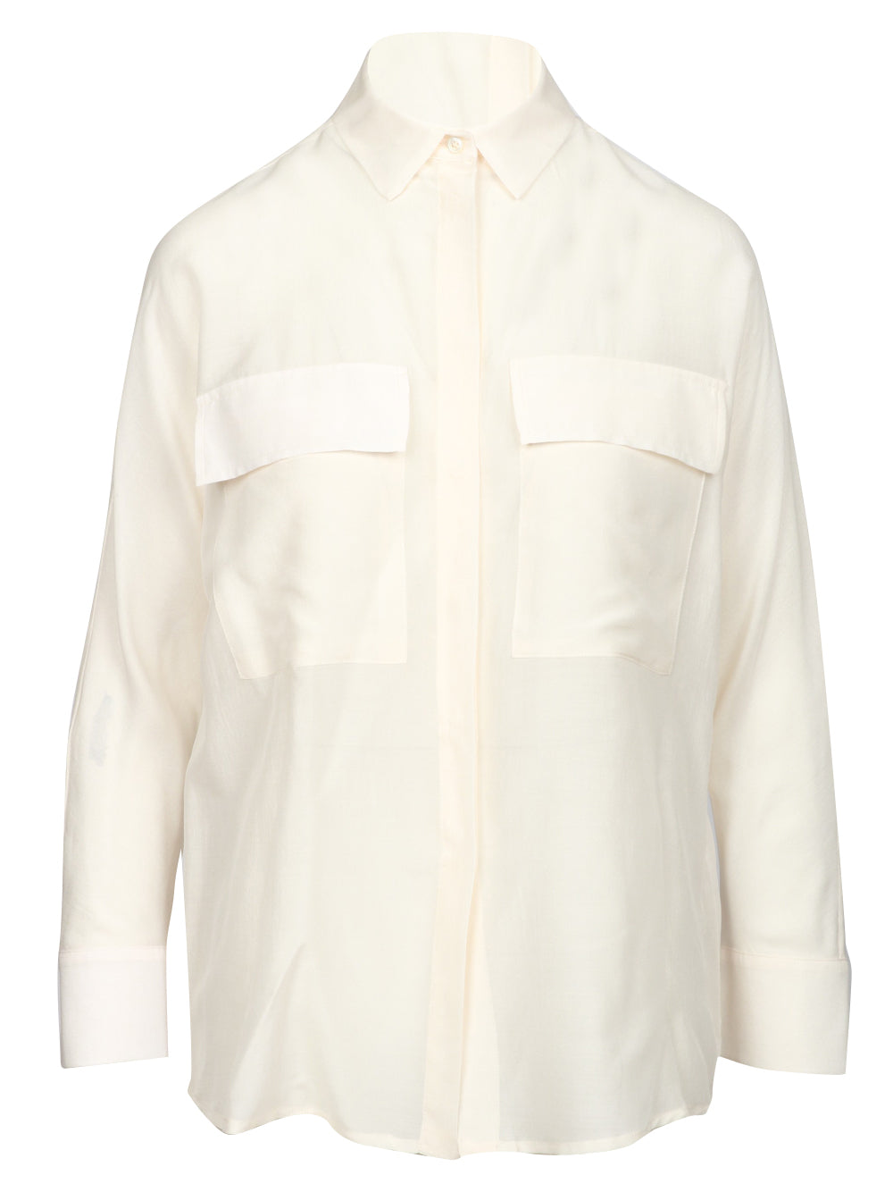 SEMICOUTURE Camicia Tiffany in Garza di Lana e Seta Panna Panna