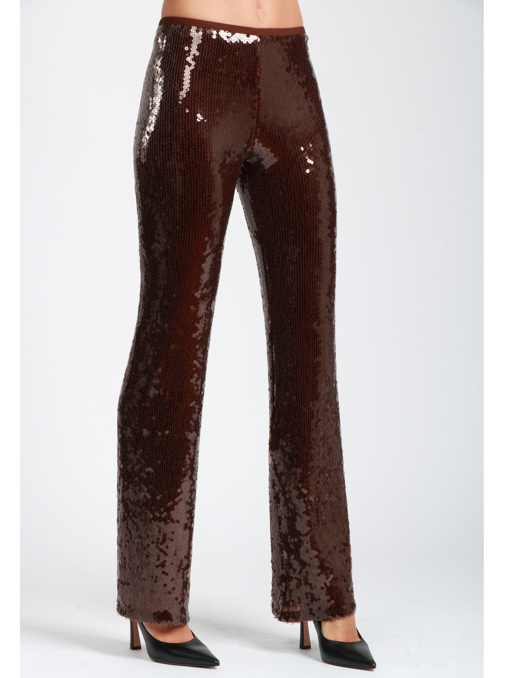 SEMICOUTURE Pantaloni Timothe in Paillettes Marroni Marrone