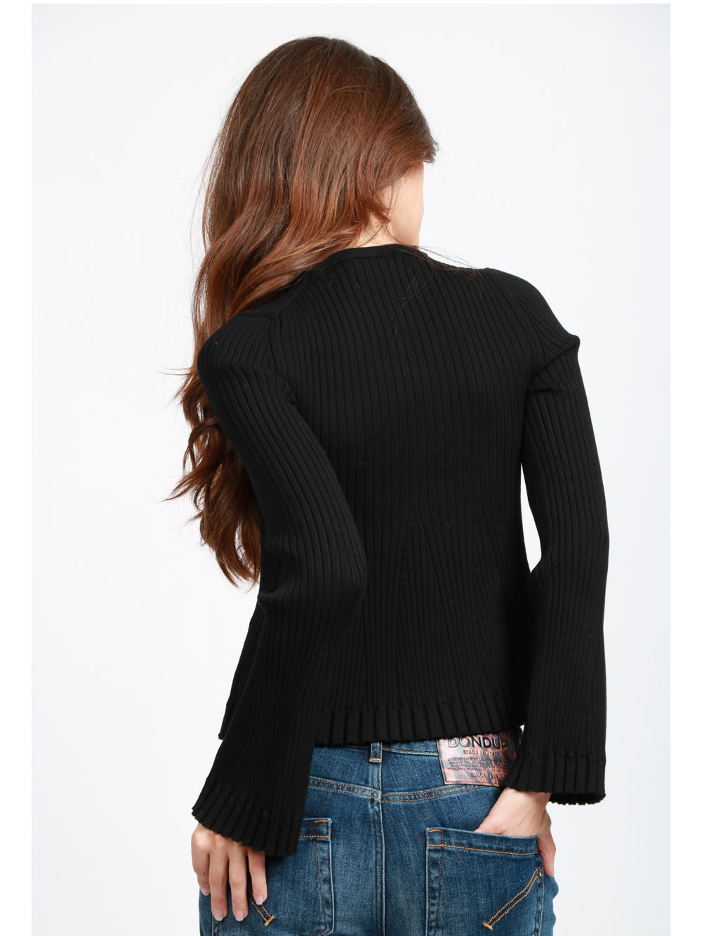 SEMICOUTURE Maglia Veronique Girocollo a Costine Nera Nero