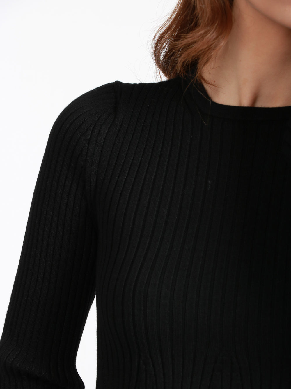 SEMICOUTURE Maglia Veronique Girocollo a Costine Nera Nero