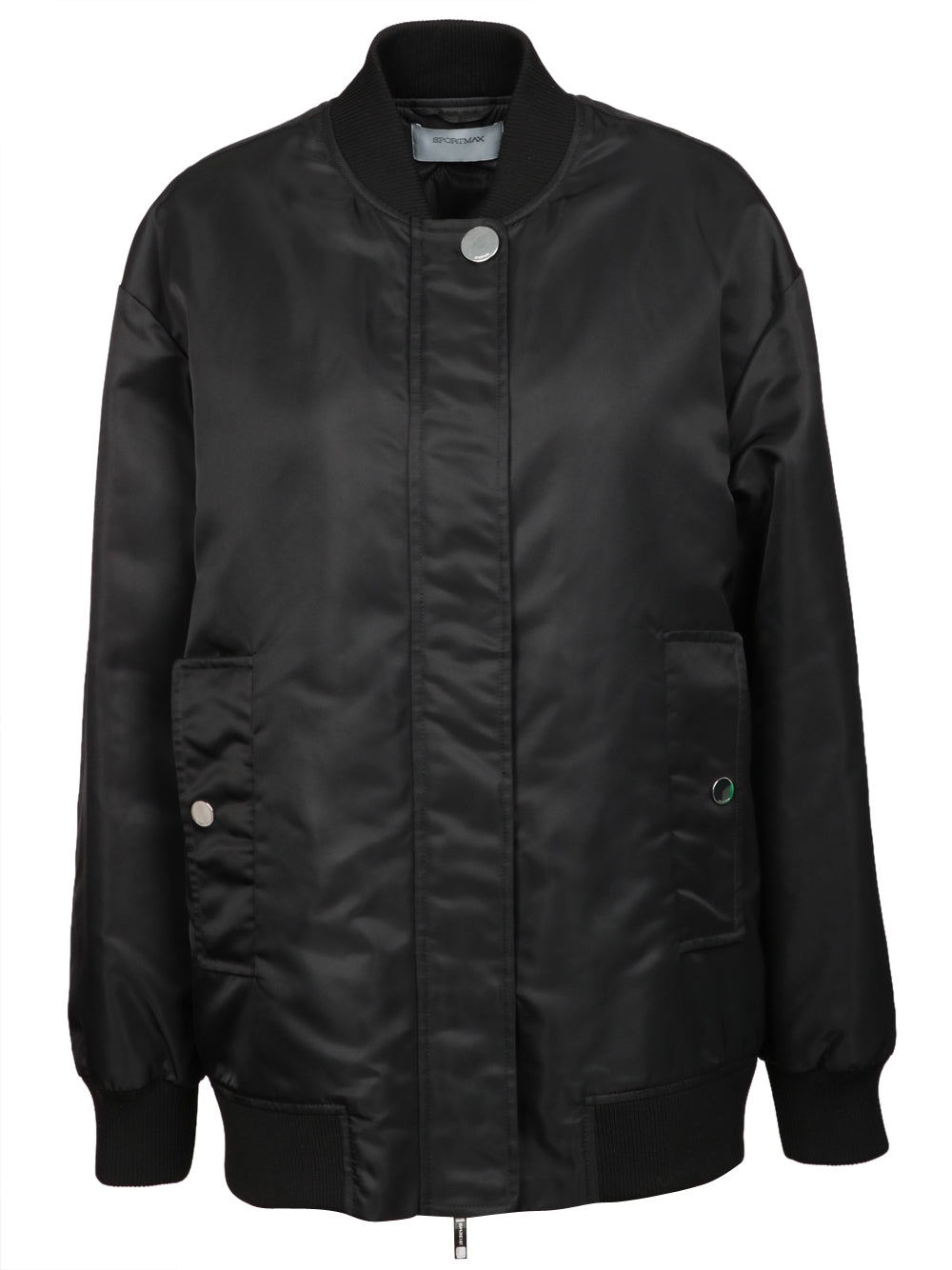 SPORTMAX Bomber Imbottito Agape in Twill Antigoccia Nero Oversize Nero