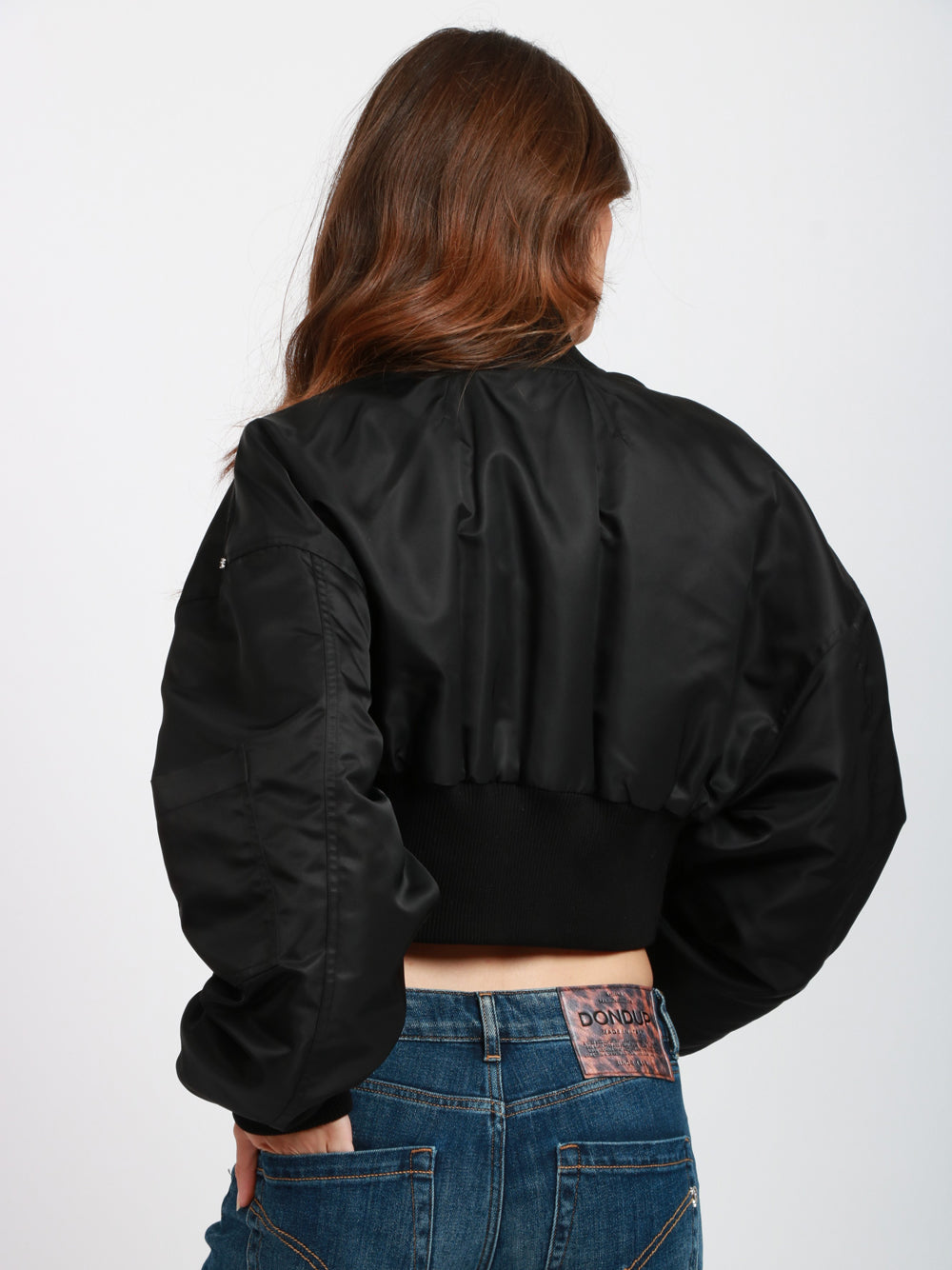 SPORTMAX Bomber Imbottito Avenue in Twill Antigoccia Nero Crop Nero