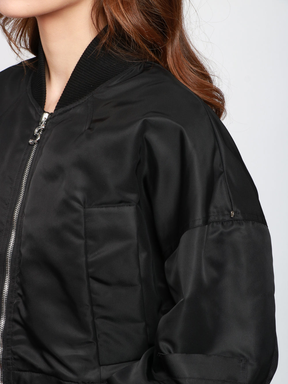 SPORTMAX Bomber Imbottito Avenue in Twill Antigoccia Nero Crop Nero