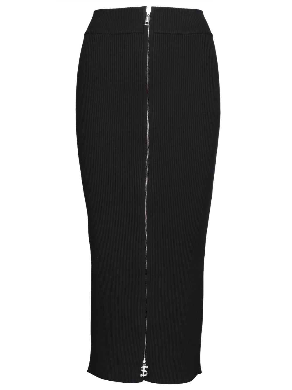 SPORTMAX Gonna Bacca Tubino in Maglia Nera con Zip Nero