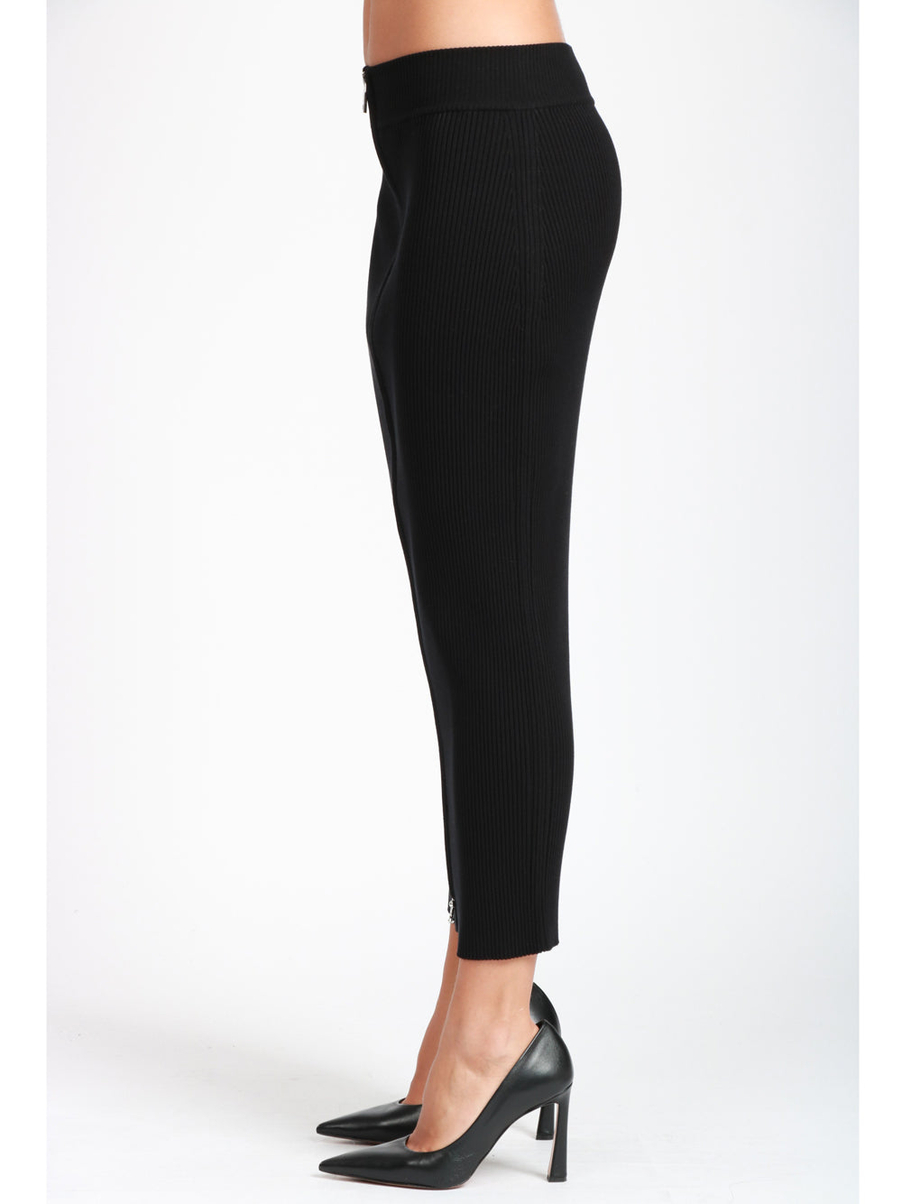 SPORTMAX Gonna Bacca Tubino in Maglia Nera con Zip Nero