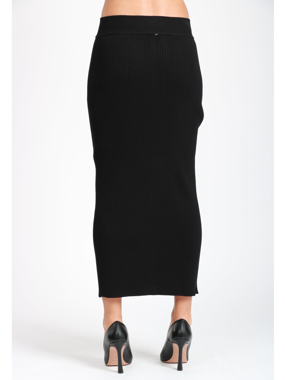 SPORTMAX Gonna Bacca Tubino in Maglia Nera con Zip Nero