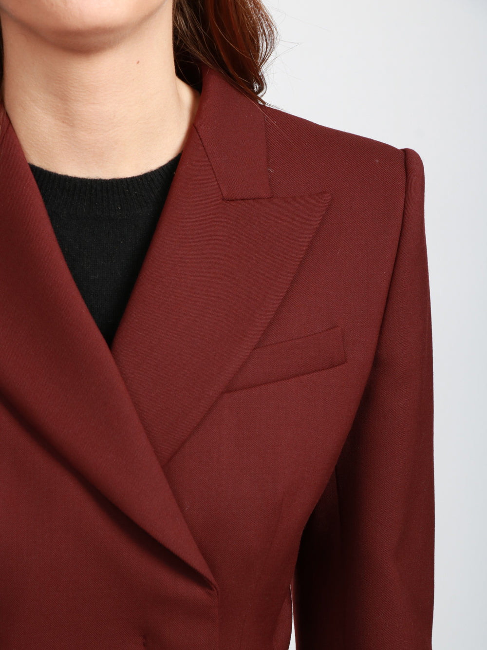 SPORTMAX Giacca Cocco in Gabardina Vinaccio con Taglio Sagomato Vino