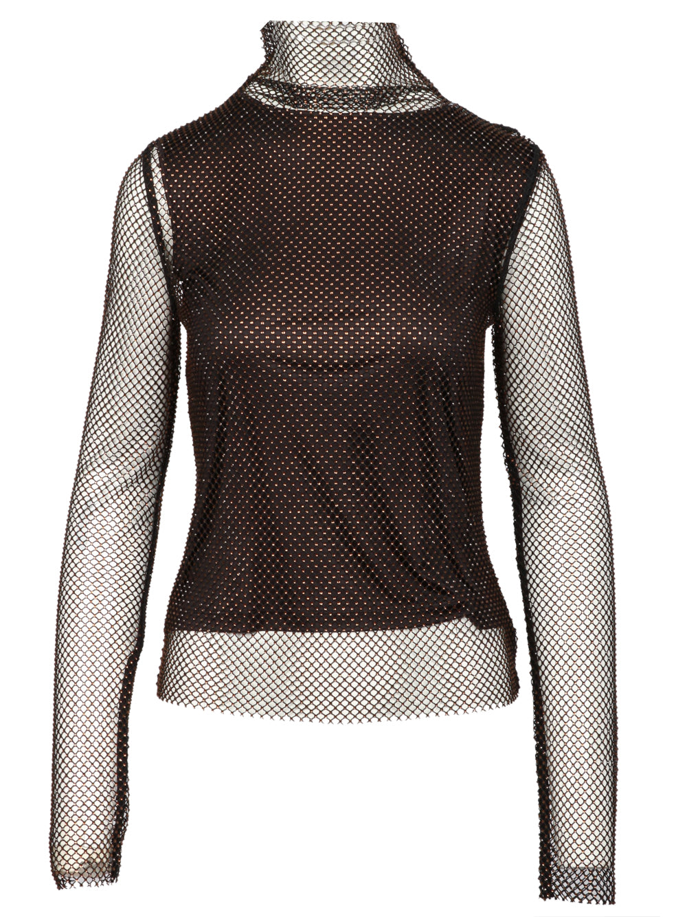 SPORTMAX Maglia Gerarda in Rete Nera con Strass Bronzo Nero/bronzo