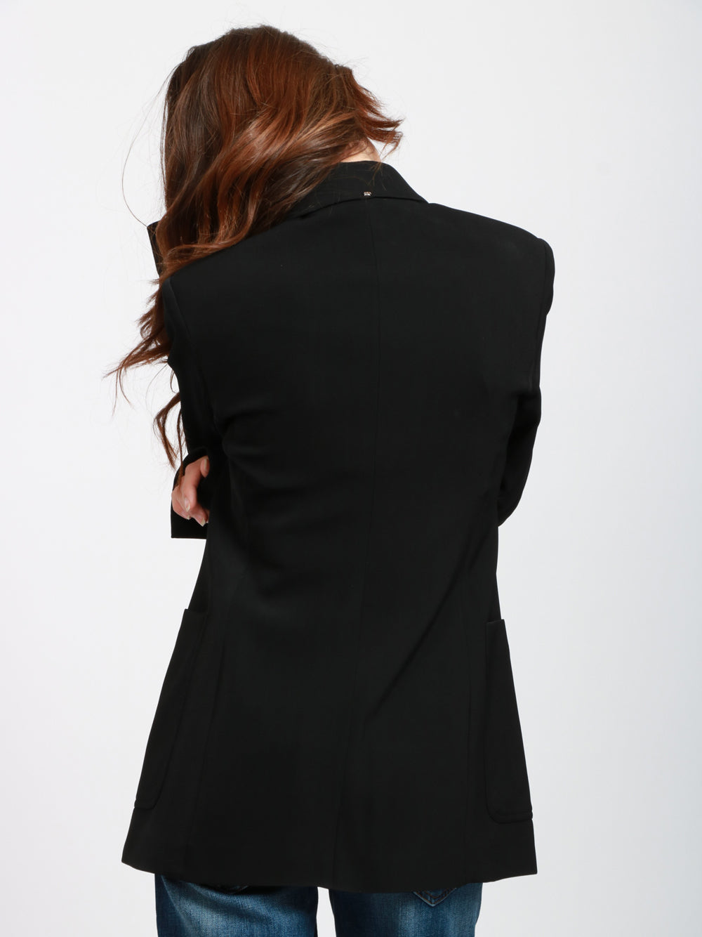 SPORTMAX Giacca Masque in Viscosa Nera Slim fit Nero