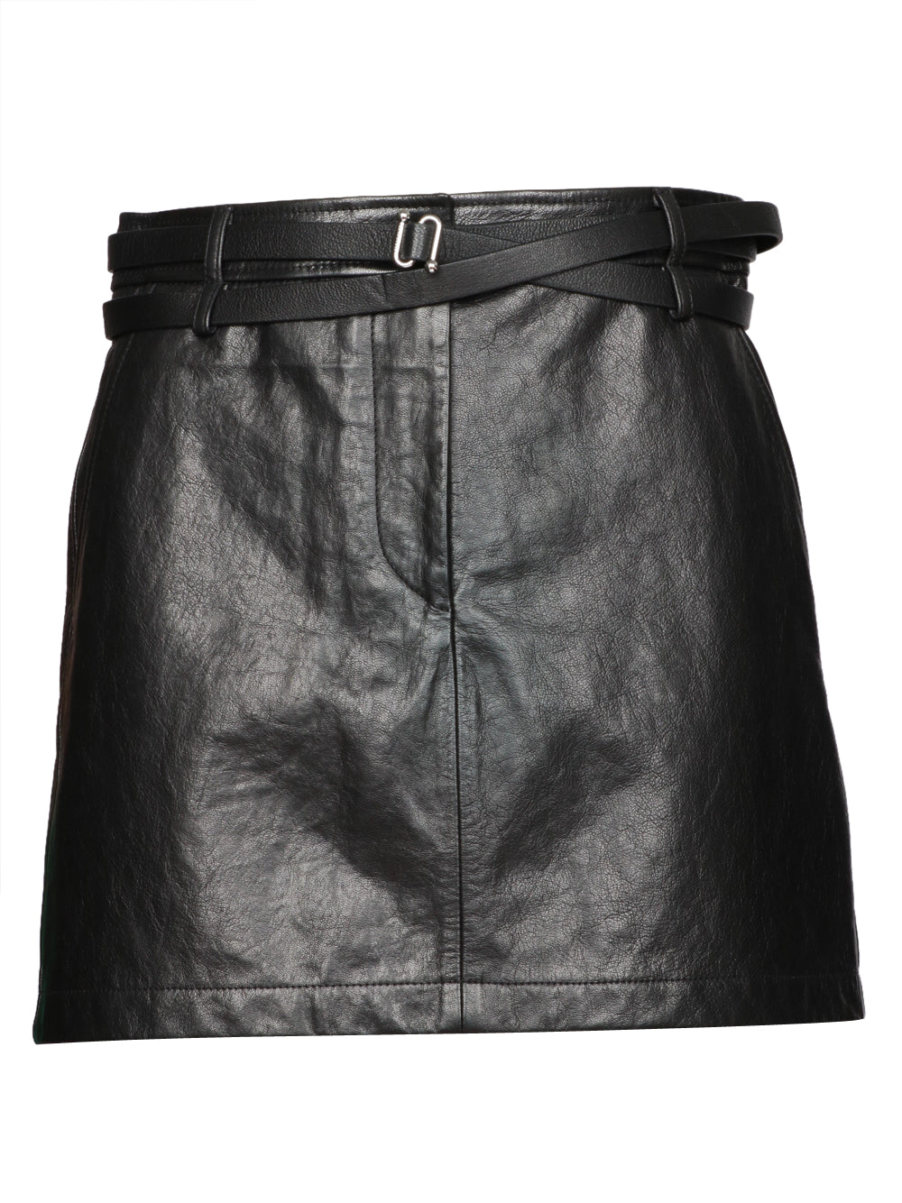 SPORTMAX Gonna Patto Mini in Pelle Nera Nero