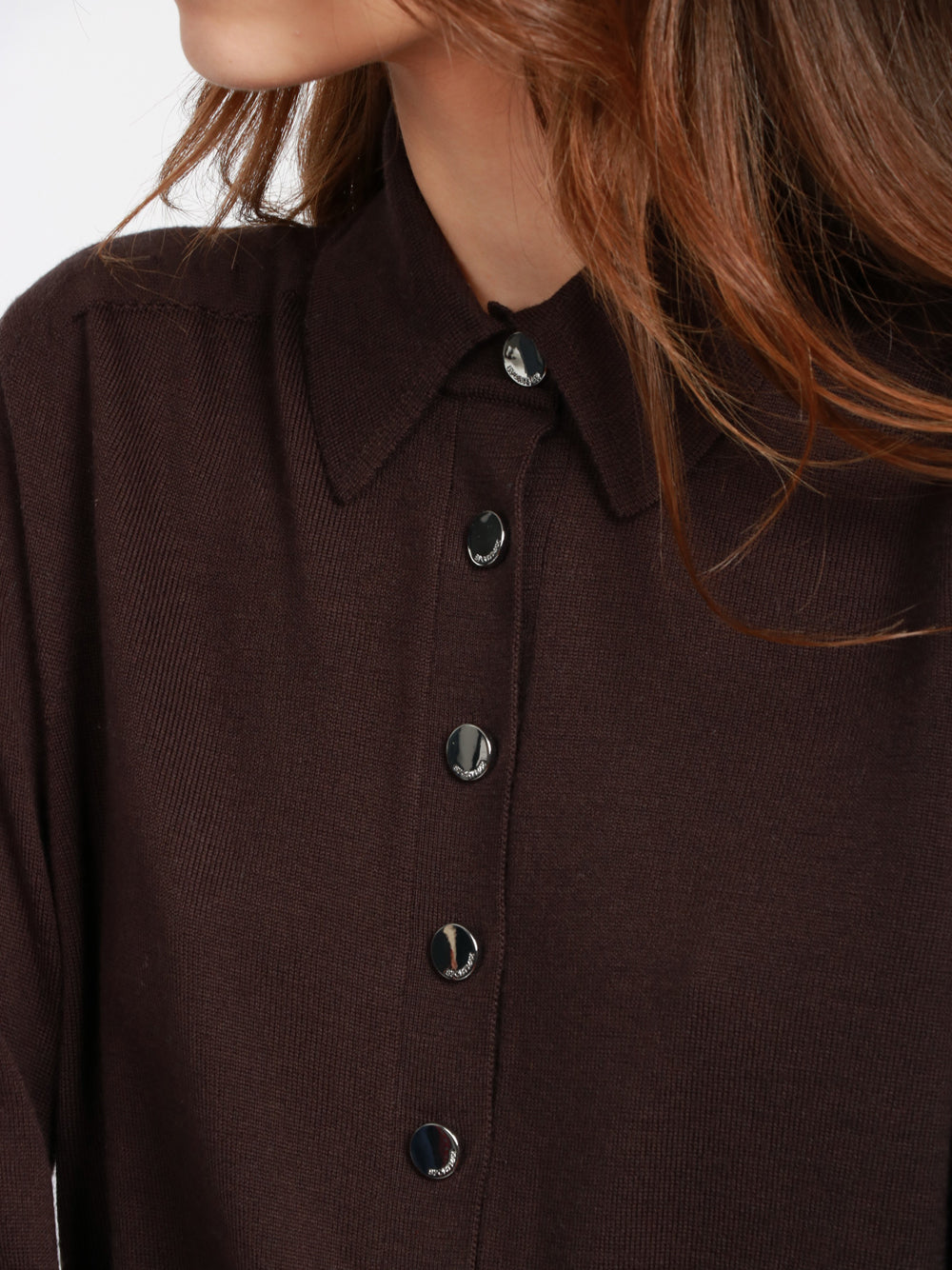 SPORTMAX Cardigan Perseo in Lana Vergine Marrone Testa di moro