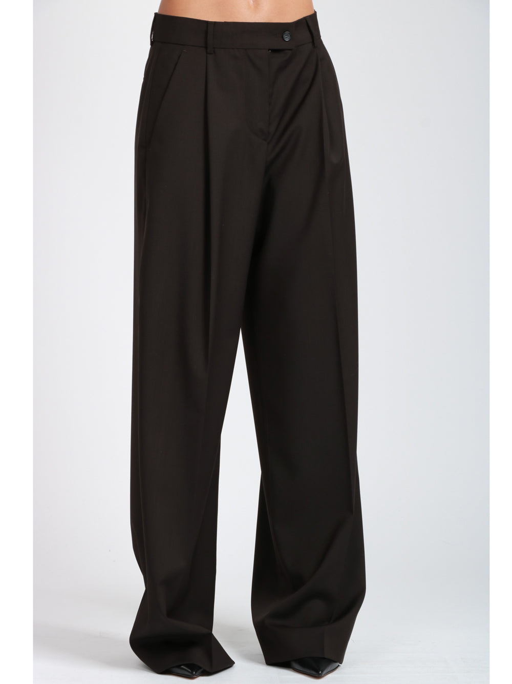 SPORTMAX Pantaloni Vela in Lana Stretch Testa di moro Testa di moro