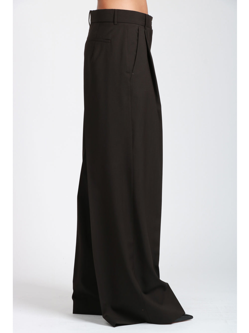 SPORTMAX Pantaloni Vela in Lana Stretch Testa di moro Testa di moro