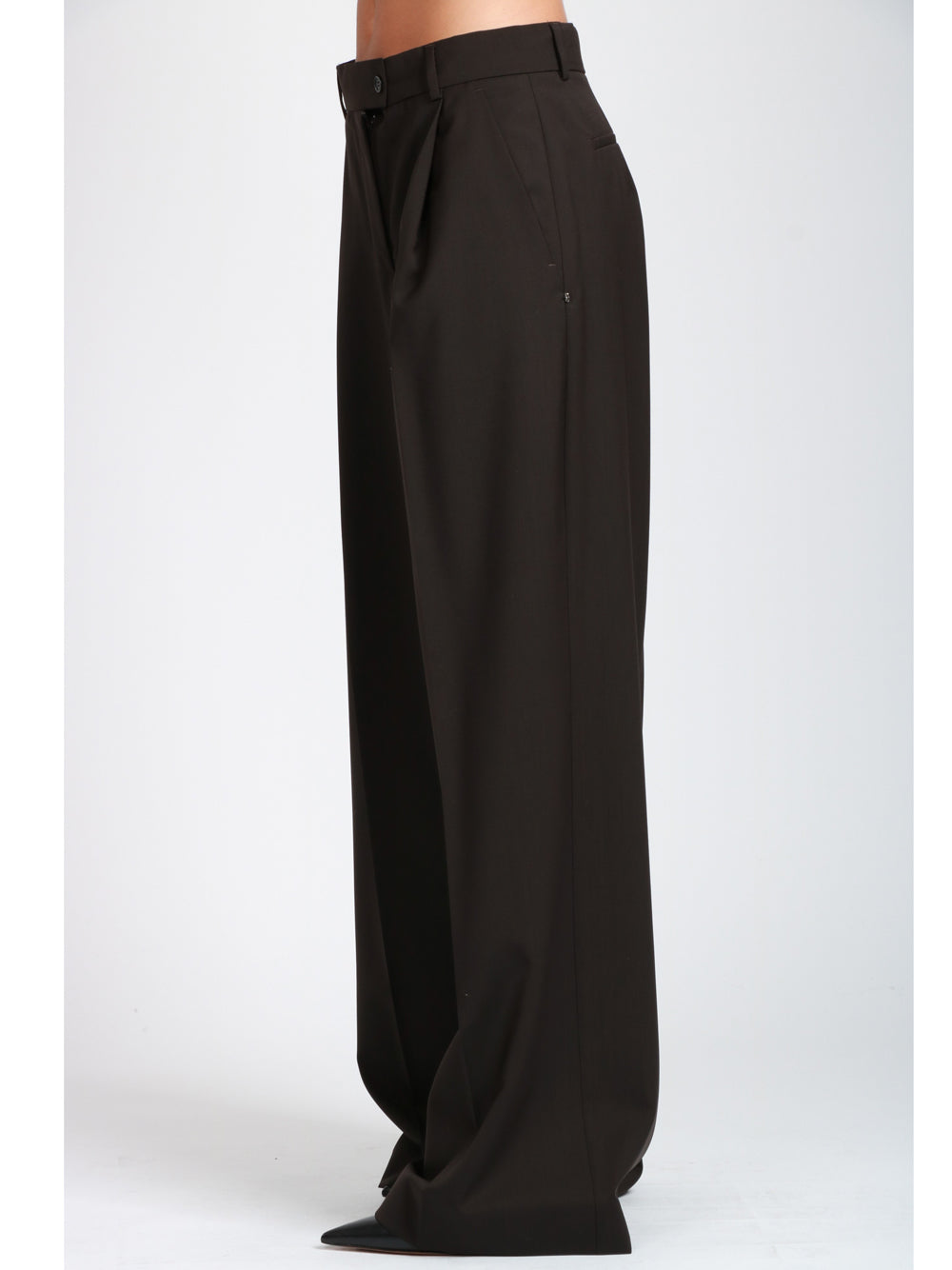 SPORTMAX Pantaloni Vela in Lana Stretch Testa di moro Testa di moro