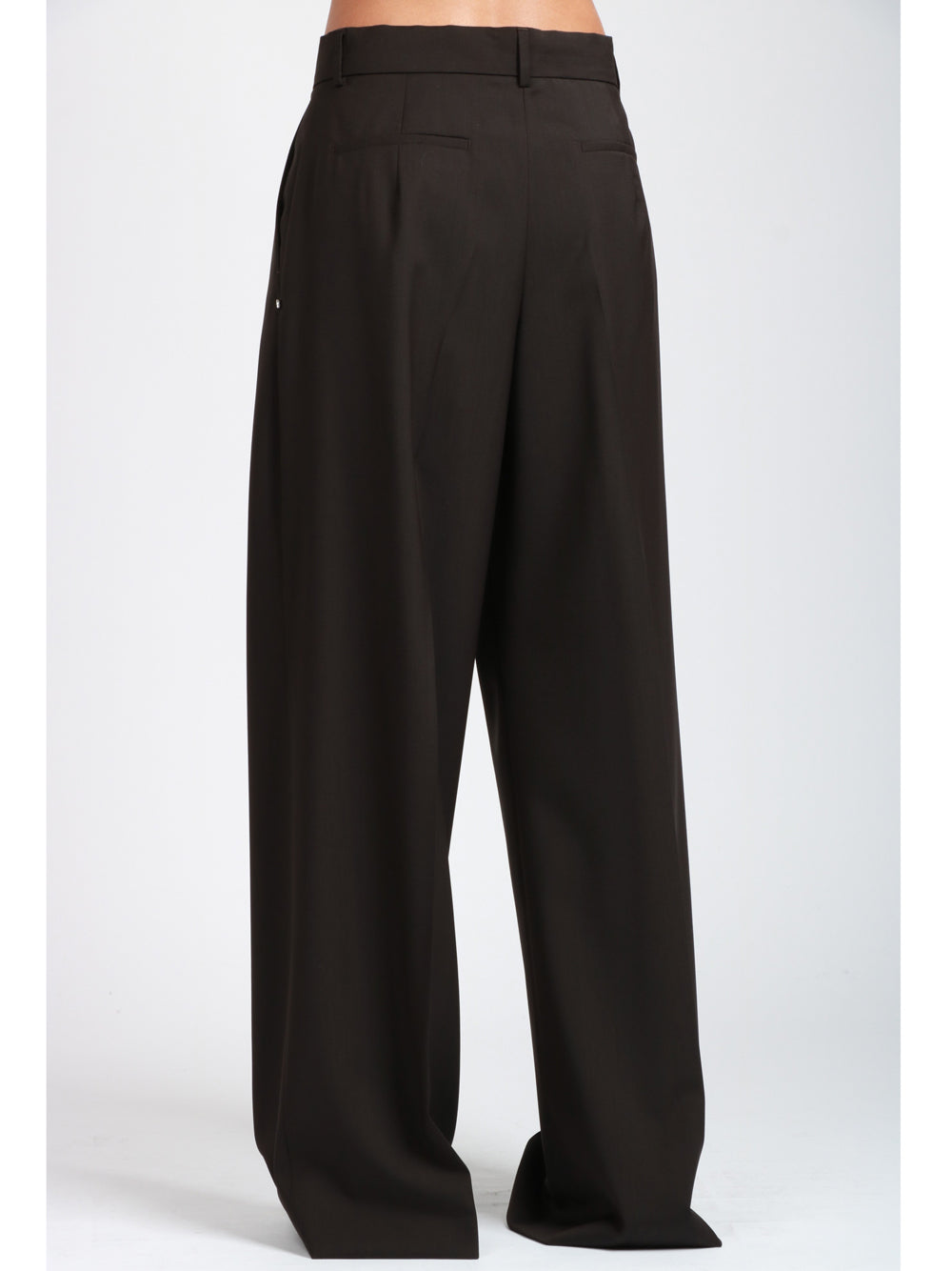 SPORTMAX Pantaloni Vela in Lana Stretch Testa di moro Testa di moro