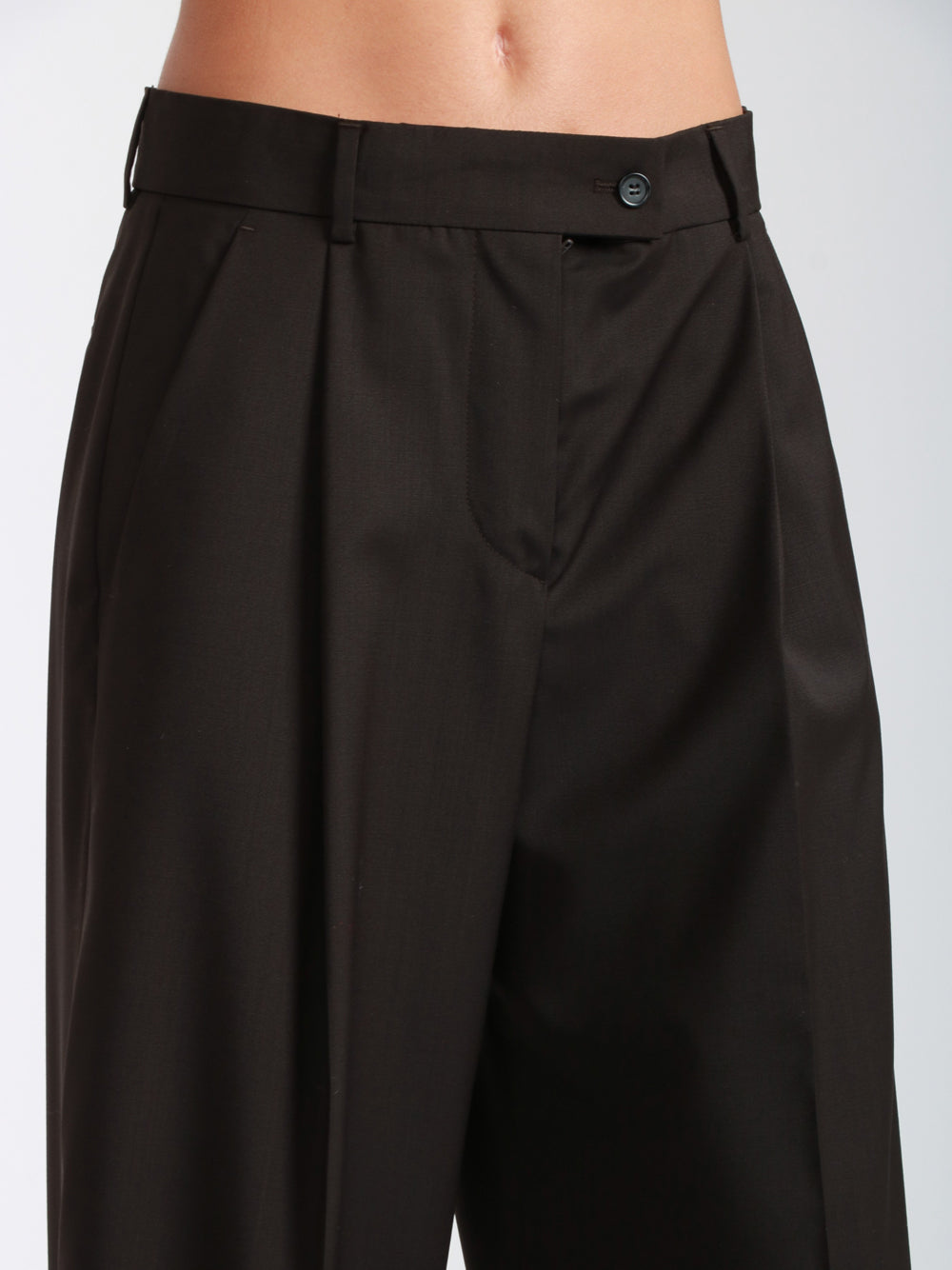 SPORTMAX Pantaloni Vela in Lana Stretch Testa di moro Testa di moro