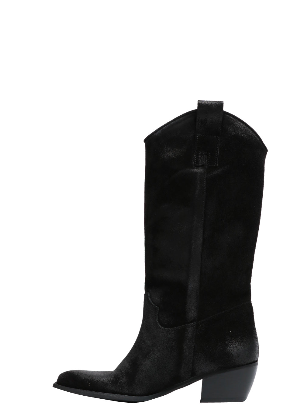 STUDIO 76 Stivali Texani in Pelle Scamociata Neri Nero