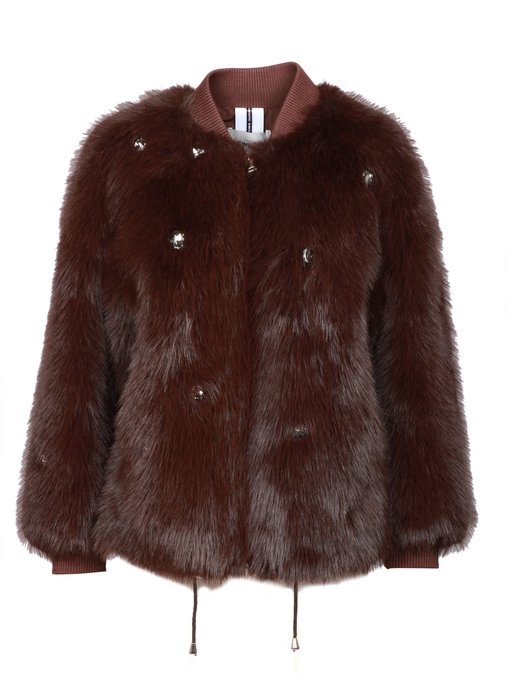 SWORD 6644 Bomber in Ecopelliccia Marrone con Pietre Marrone