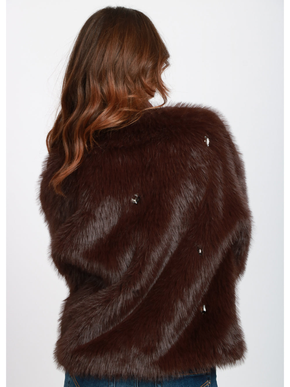 SWORD 6644 Bomber in Ecopelliccia Marrone con Pietre Marrone