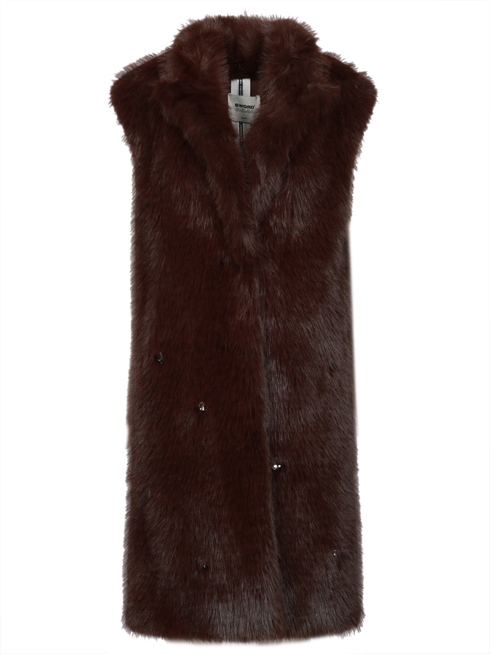 SWORD 6644 Gilet in Ecopelliccia Marrone con Pietre Marrone