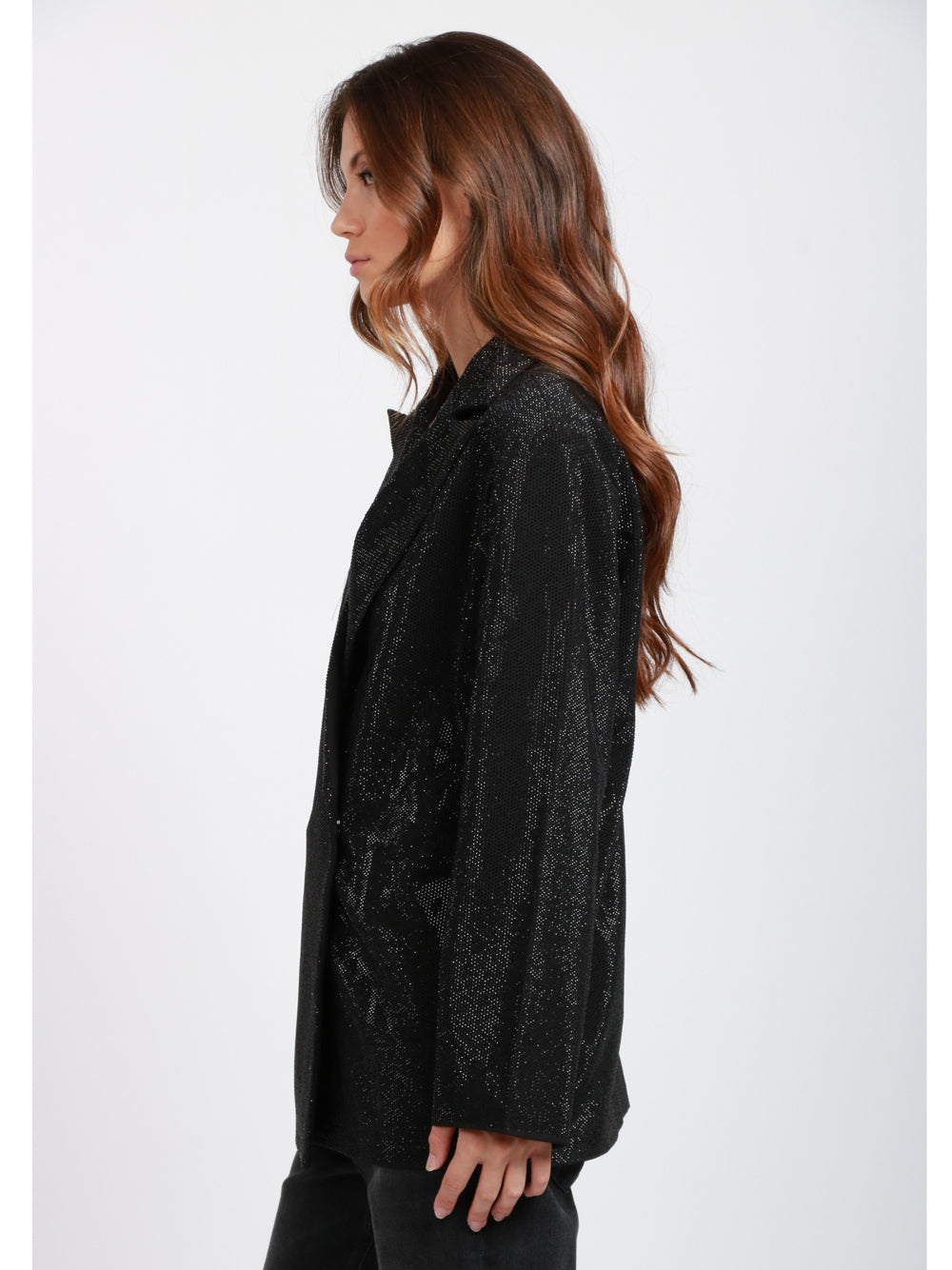 TWENTY FOURHAITCH Giacca Alper Doppiopetto Nera con Strass Nero