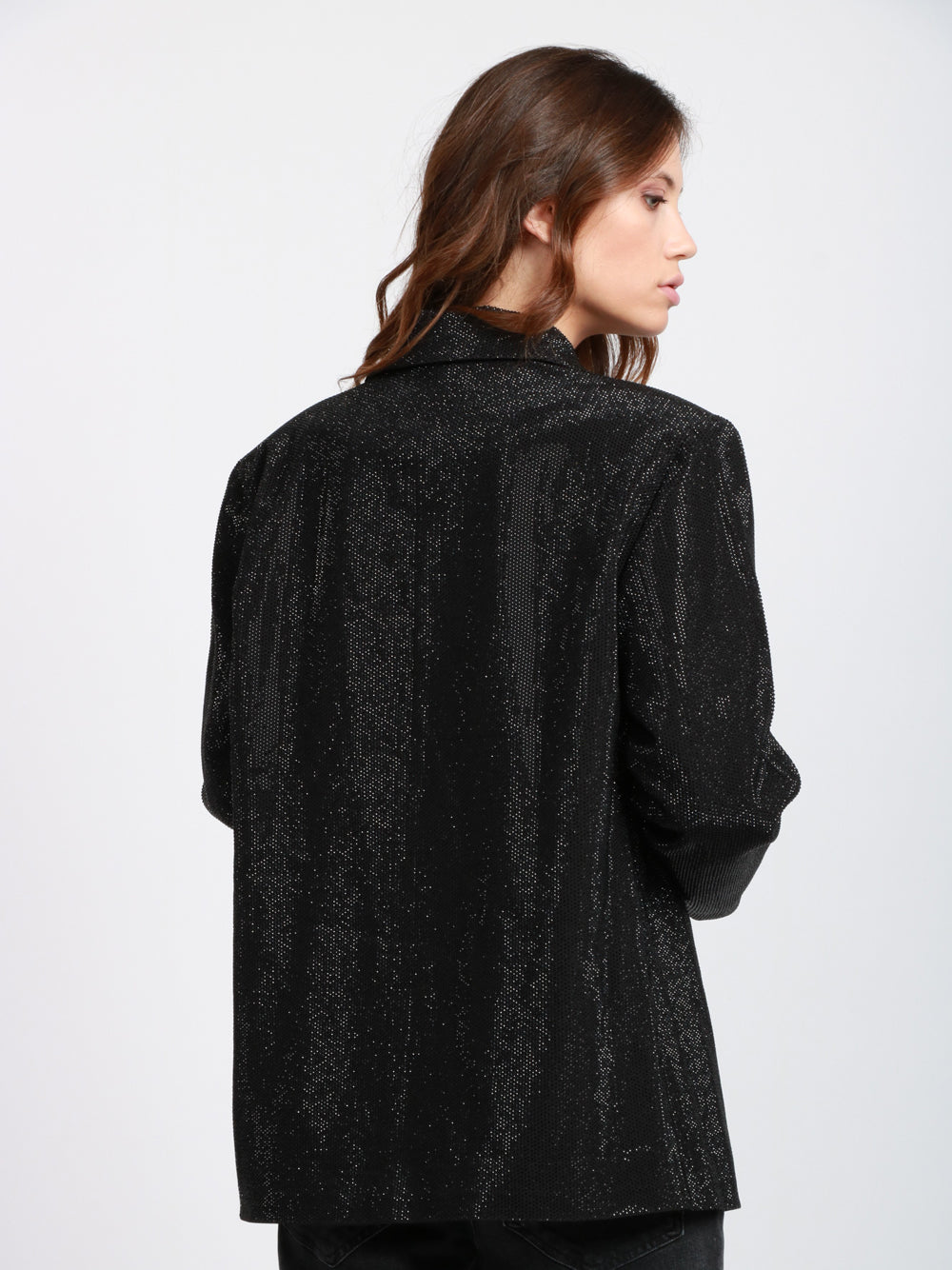 TWENTY FOURHAITCH Giacca Alper Doppiopetto Nera con Strass Nero