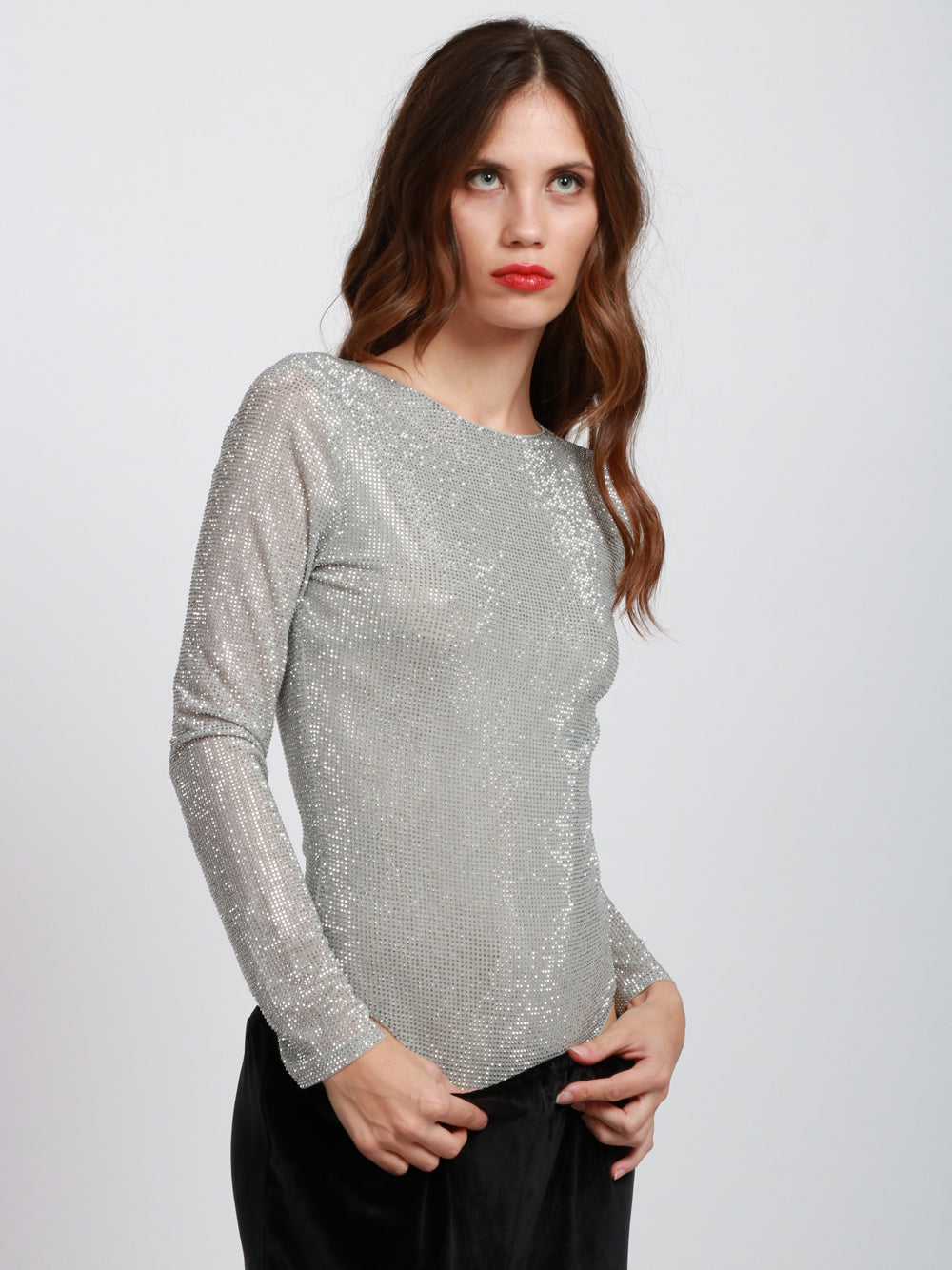 TWENTY FOURHAITCH Body Arches Argento con Strass Argento